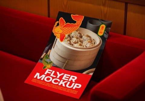 Chinese Restaurant Flyer Mockup – Realistic PSD Template for Food Promotion
