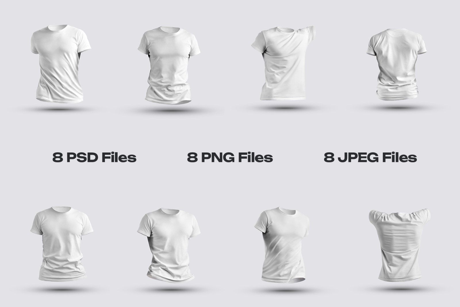 8 Mockups t-shirts 3d man
