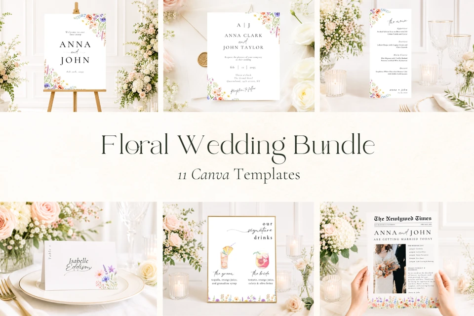 Floral Wedding Bundle for Canva