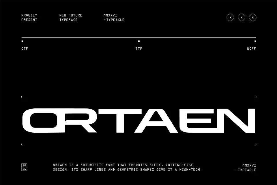 Ortaen - Futuristic Display Font
