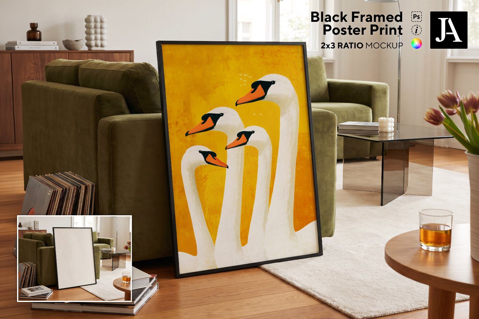 Black Framed Poster | 2x3 Ratio PSD — image 1