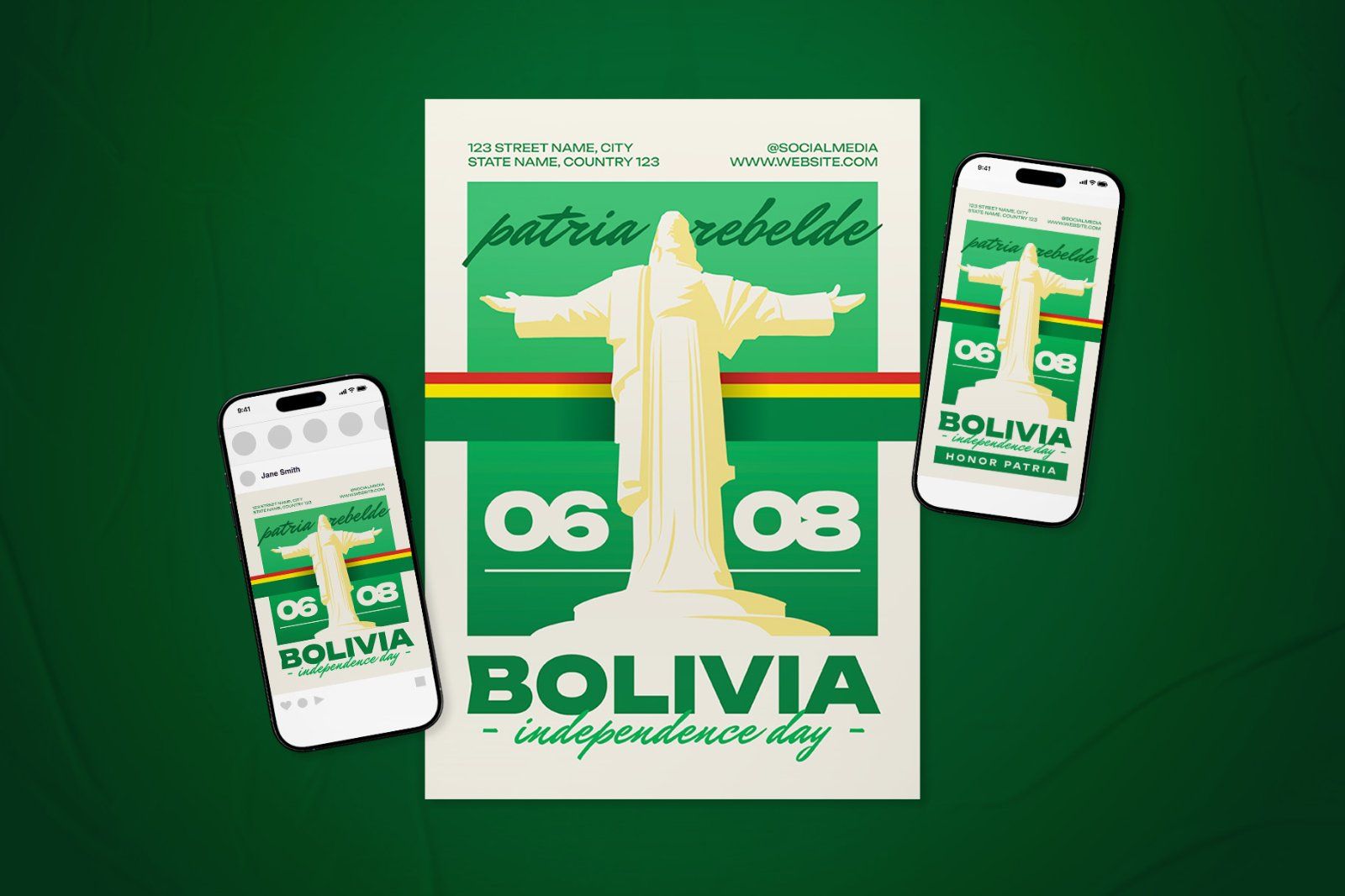 Bolivia Independence Day Celebration Flyer Set — image 2