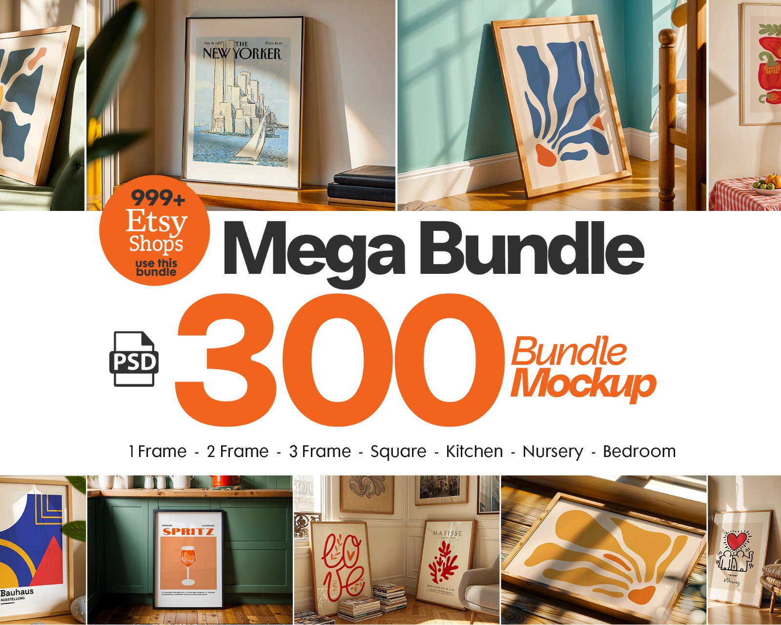 300+ Frame Mockup PSD Bundle | Wall Art Display Templates for Posters & Prints — image 1