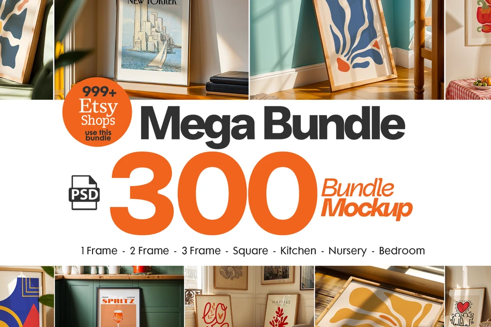 300+ Frames Mockup PSD Bundle Set
