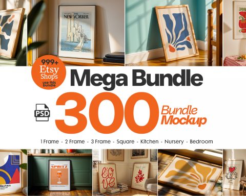 300+ Frames Mockup PSD Bundle Set
