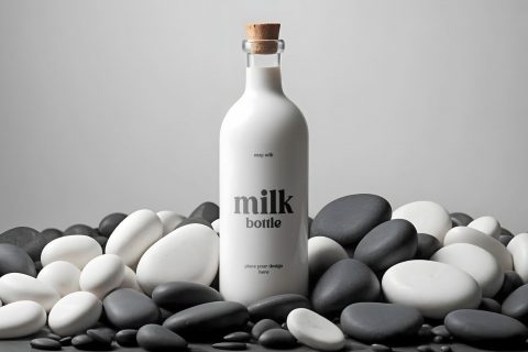 Glass Milk Bottle Mockup file free download