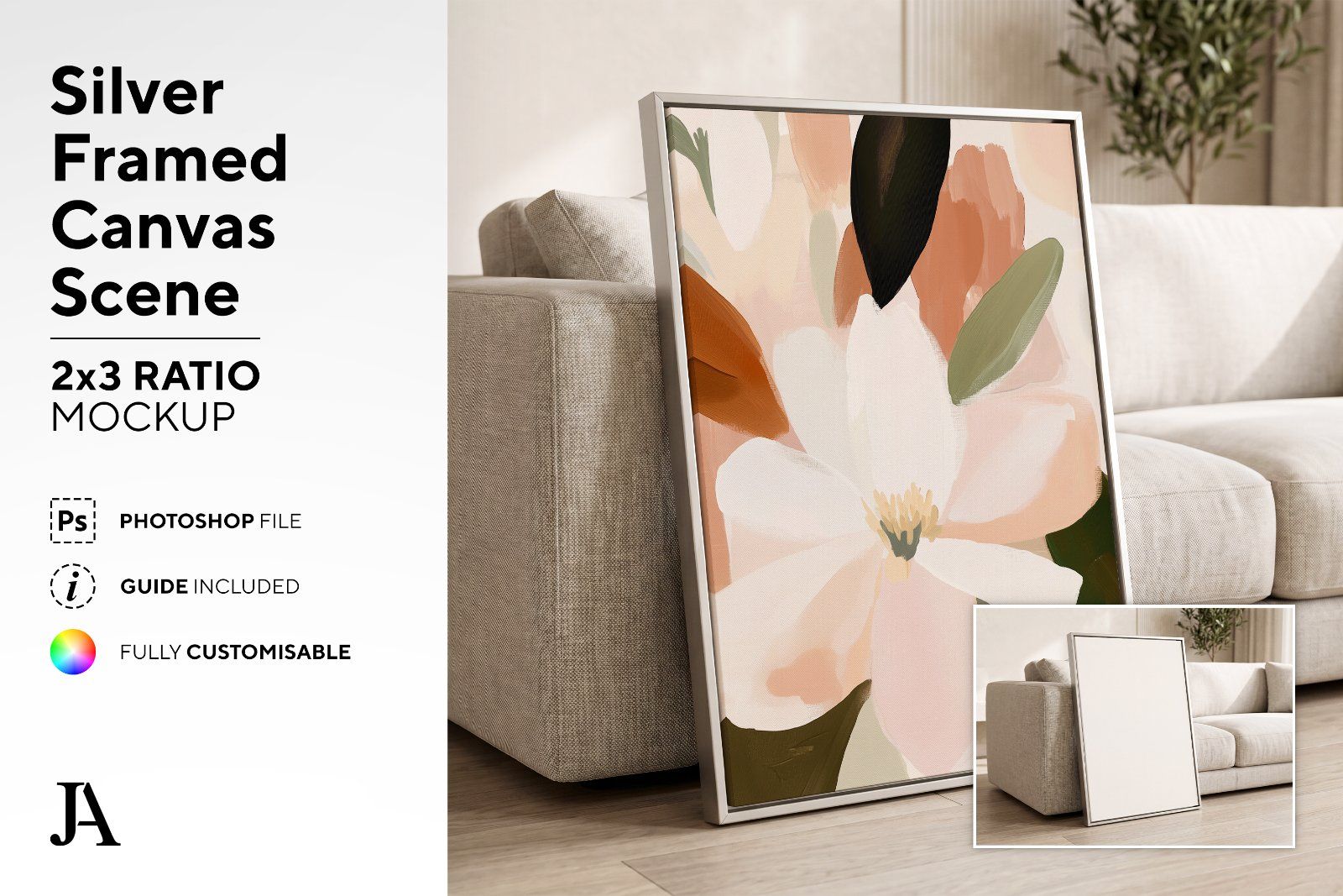 Silver Framed Canvas | 2x3 Ratio PSD — image 2