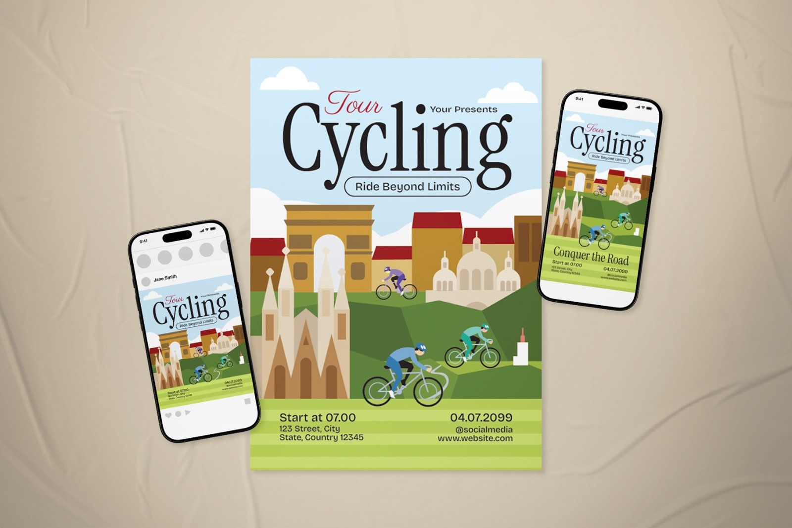 Yellow Tour Cycling Event Flyer Set — image 2