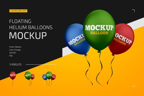 Floating Helium Balloons Mockup Set