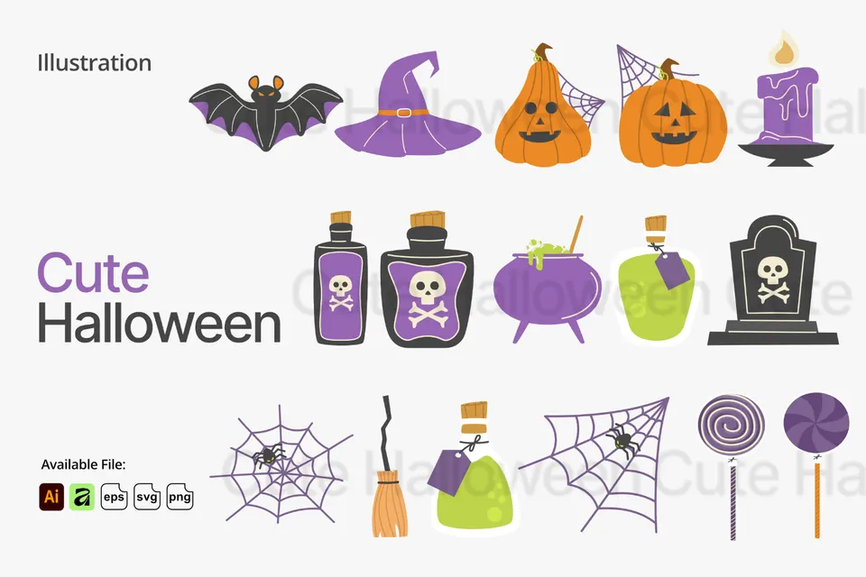 Cute Halloween Vector Illustration
