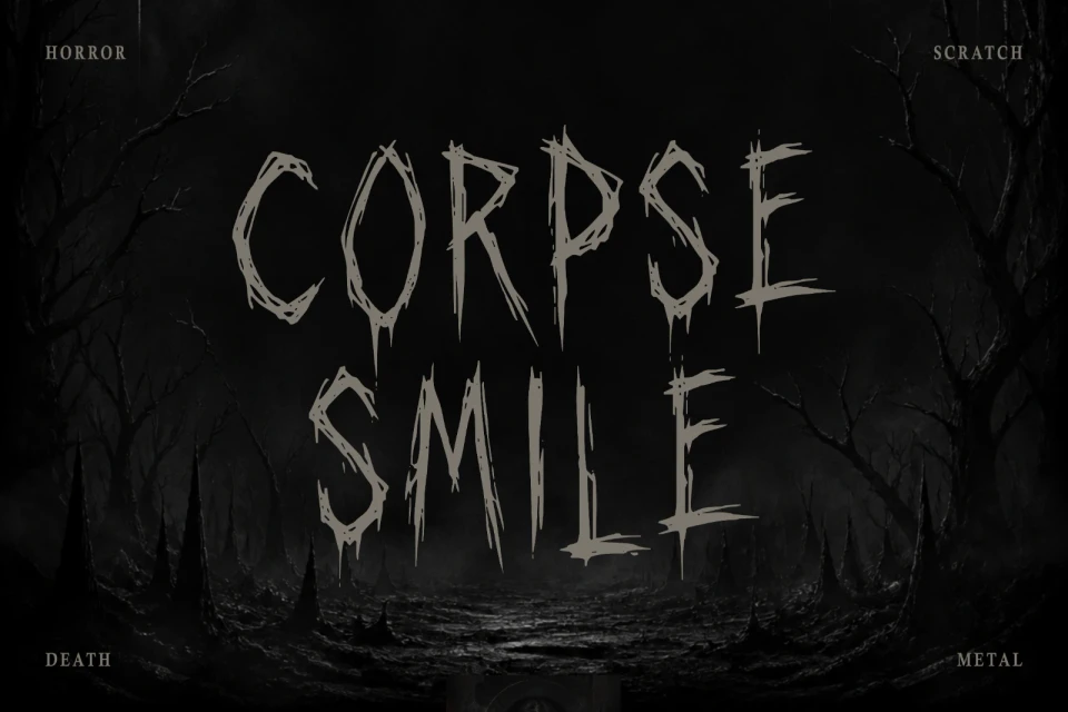 Corpse Smile – Scratchy Horror Display Font, Dark Gothic Typeface for Metal