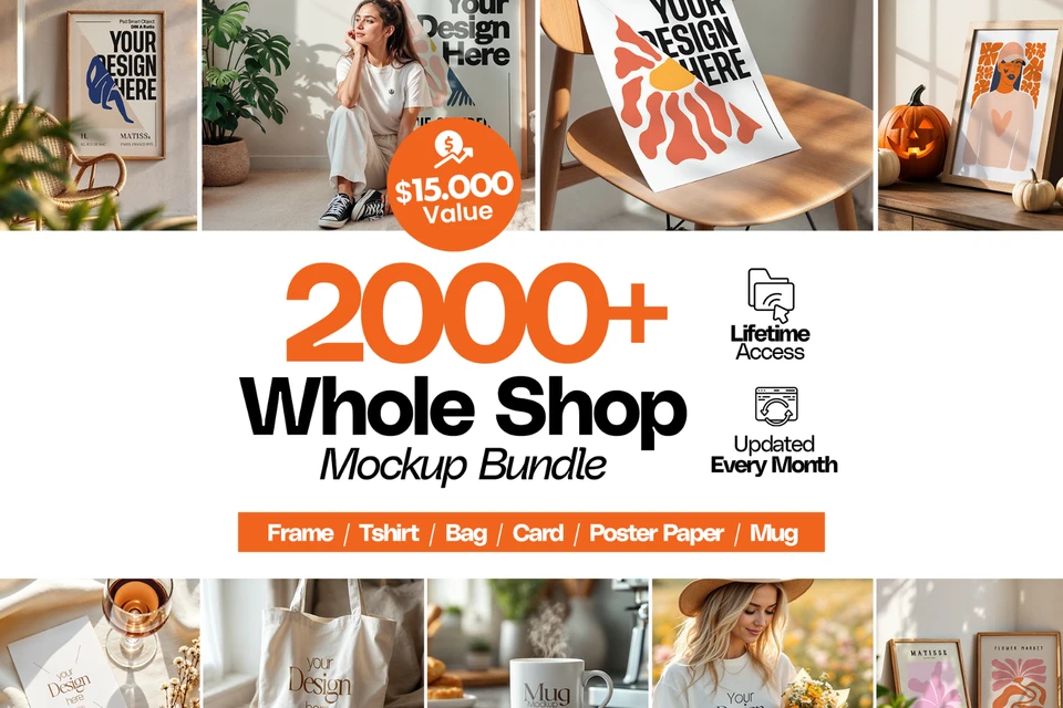 2000+ PSD Mockup Bundle: Lifetime Shop Access (Digital Download)