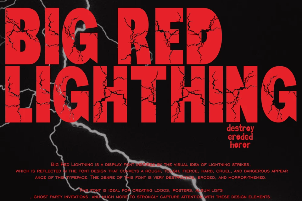 BIG RED LIGHTNING - DESTROY, ERODED, & HOROR FONT