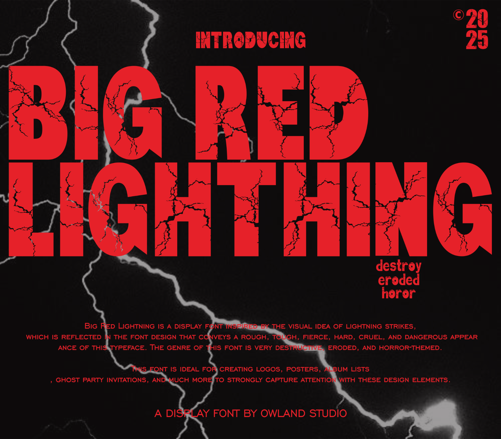BIG RED LIGHTNING - DESTROY, ERODED, & HOROR FONT