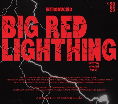 BIG RED LIGHTNING - DESTROY, ERODED, & HOROR FONT