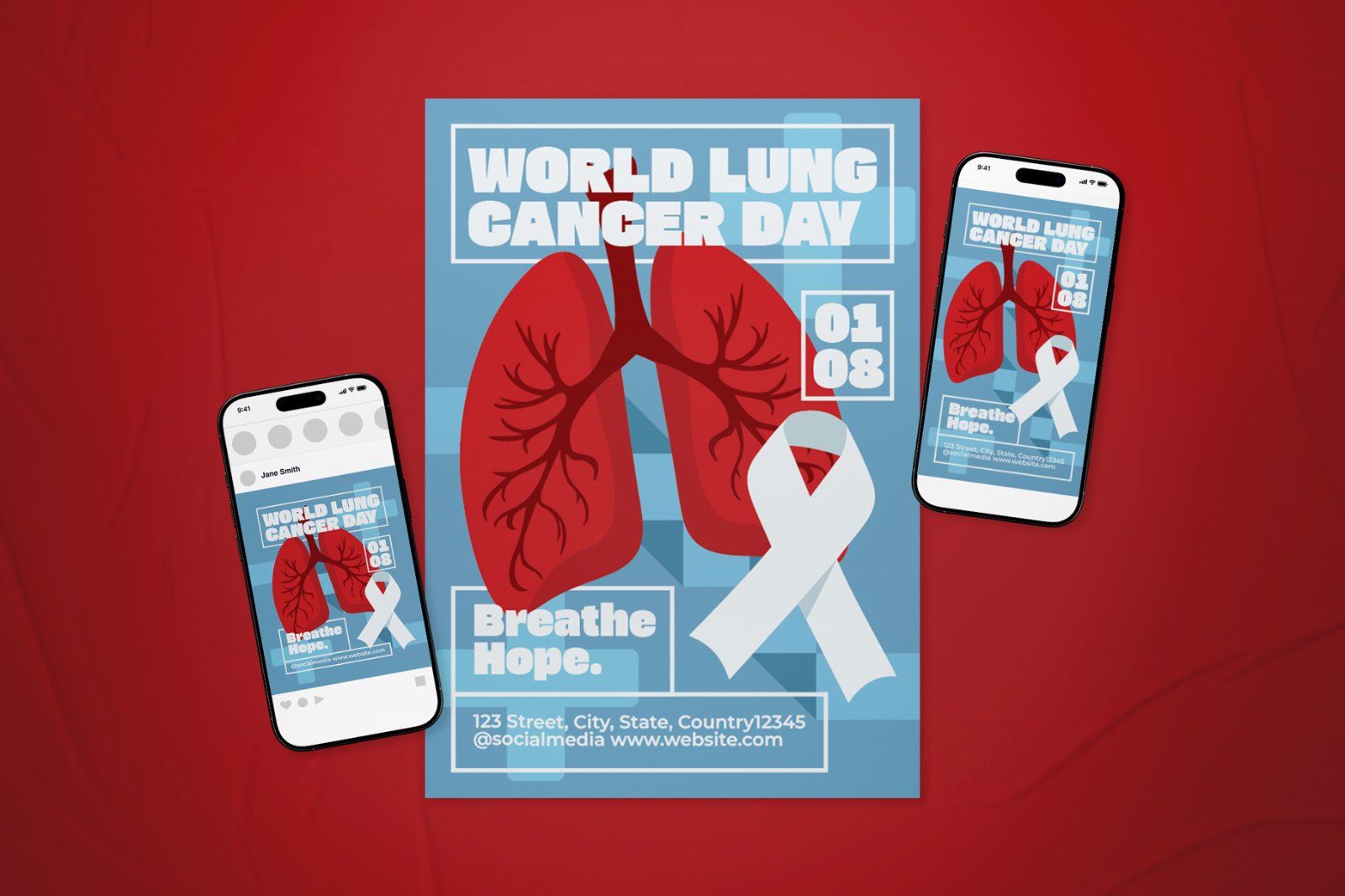 World Lung Cancer Day Event Flyer Set — image 2