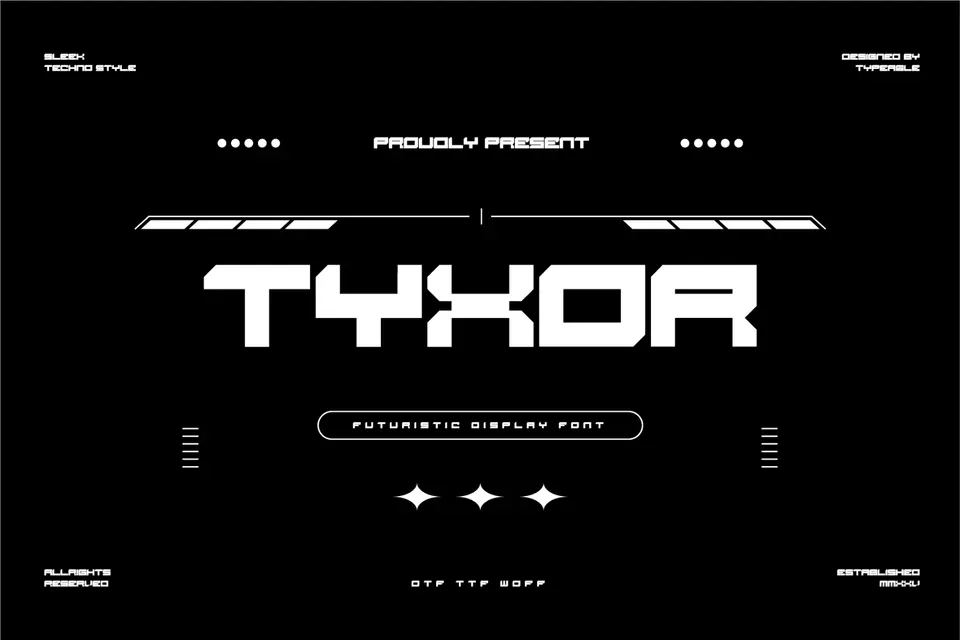 Tyxor - Futuristic Display Font
