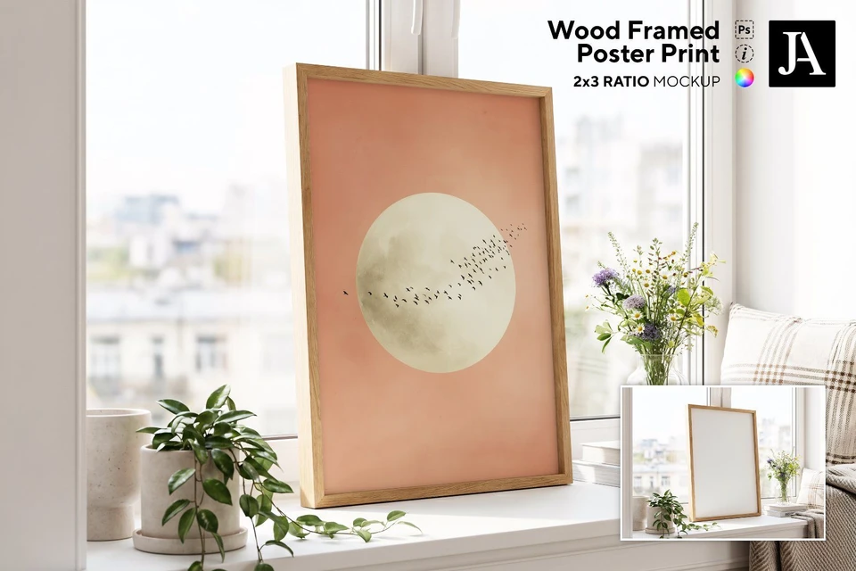 Wood Framed Poster | 2x3 Ratio PSD
