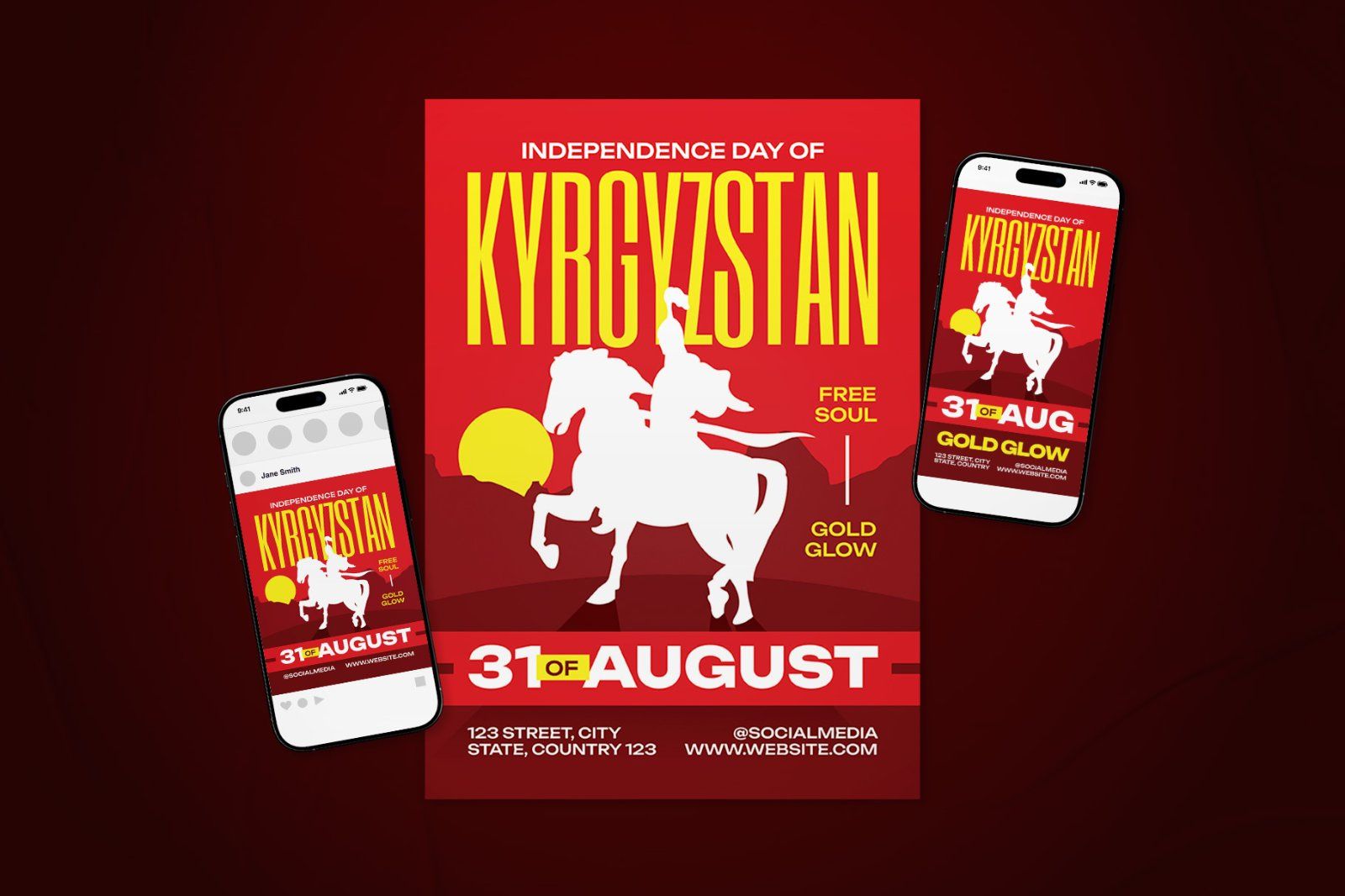 Kyrgyzstan Independence Day Celebration Flyer Set — image 2