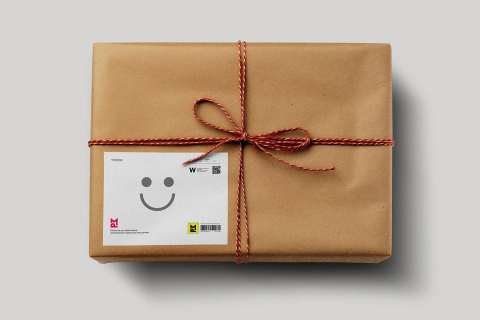 Brown paper parcel Packaging box mockup psd file