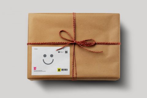 Brown paper parcel Packaging box mockup psd file