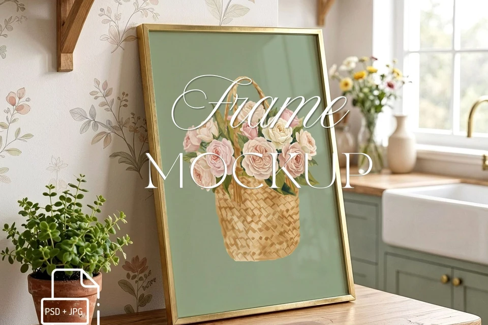 Kitchen Countertop glass reflection Frame Mockup