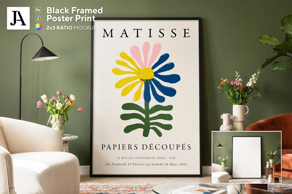 Black Framed Poster | 2x3 Ratio PSD