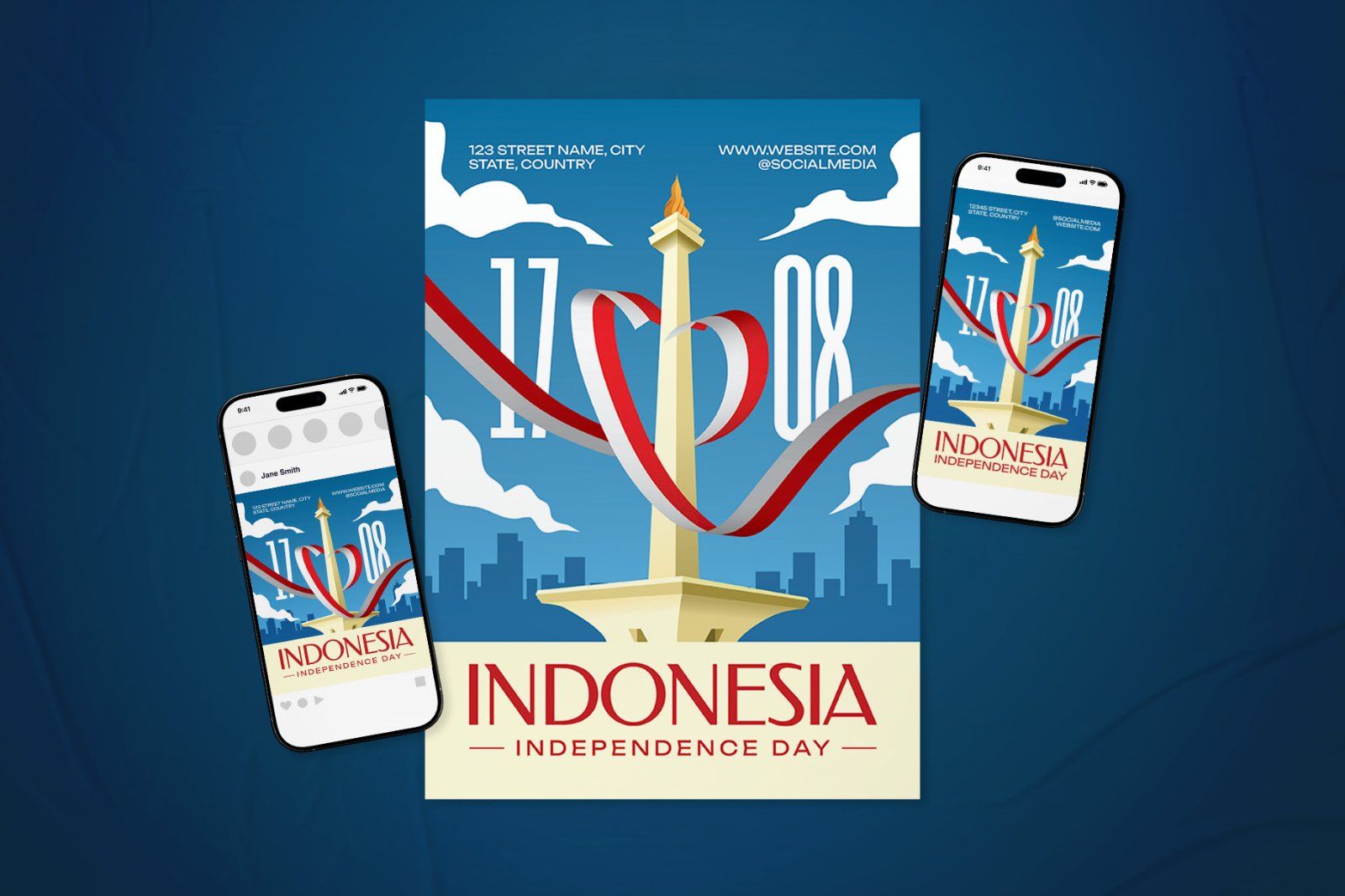 Indonesia Independence Day Celebration Instagram Flyer Set — image 2