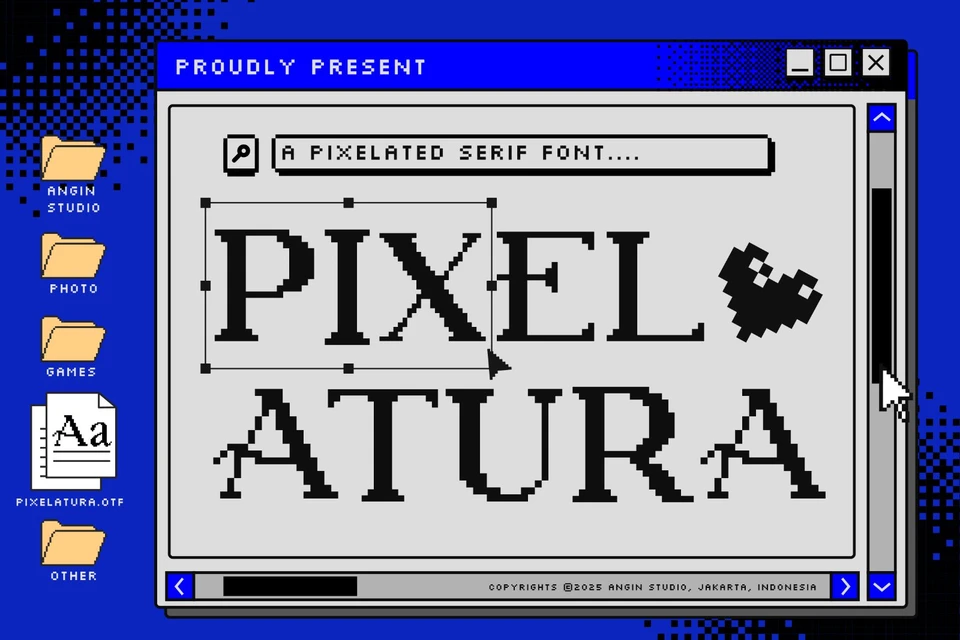 Pixelatura - Retro Pixelated Serif Font