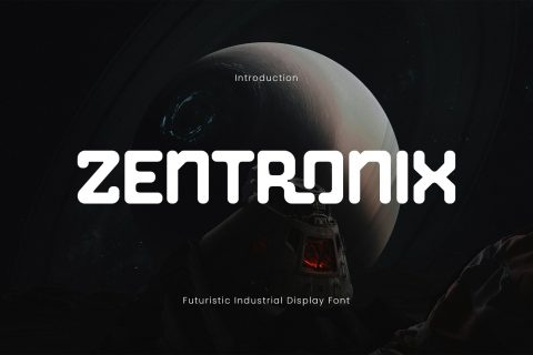 Branding Zentronix – Futuristic Industrial Display Font with Modern Tech Style & Ligatures