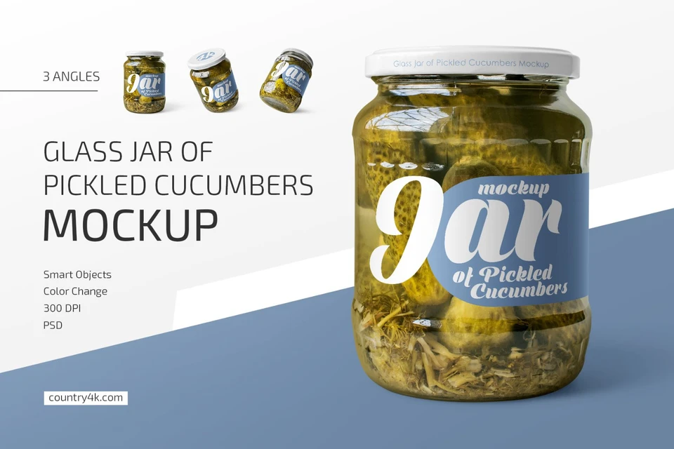 Glass Jar of Pickled Cucumbers Mockup Set