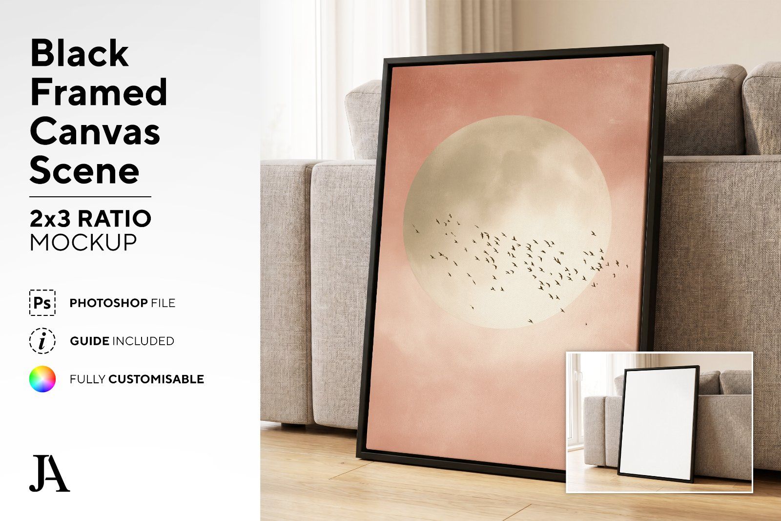 Black Framed Canvas | 2x3 Ratio PSD — image 2