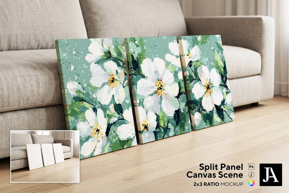 Split Panel Canvas | 2x3 Ratios PSD