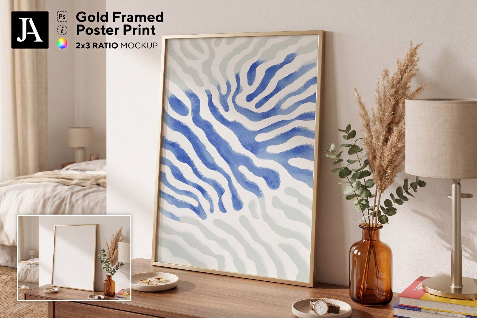 Gold Framed Poster | 2x3 Ratio PSD