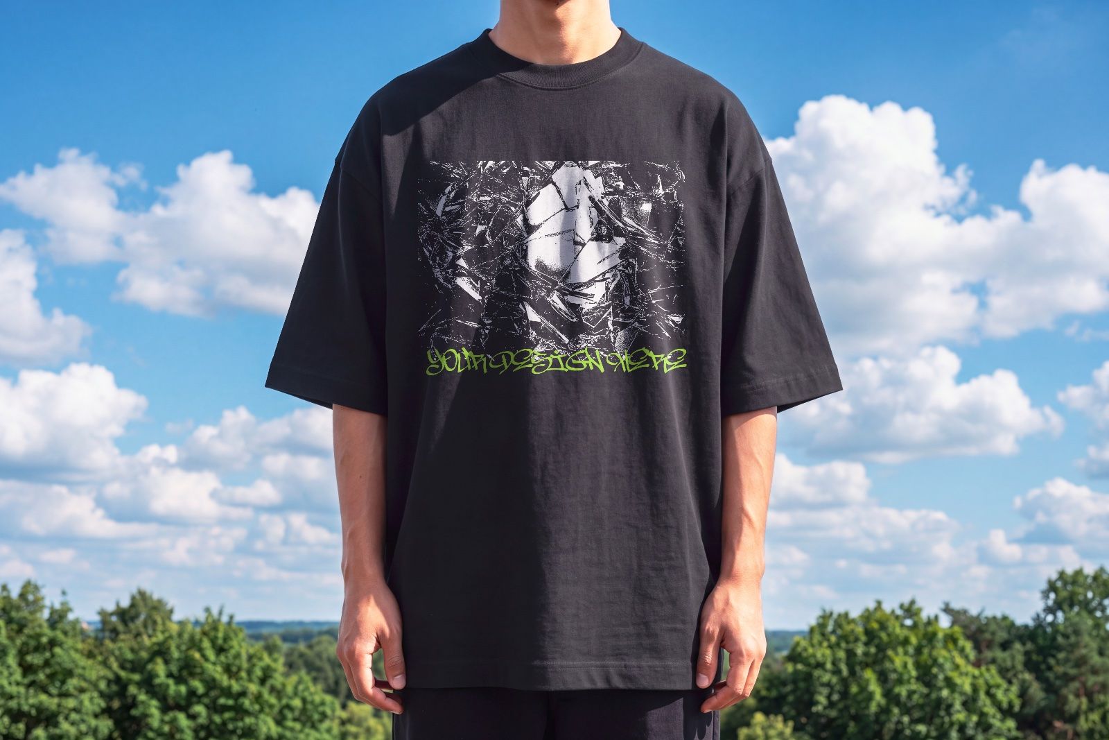 Men's Oversized Front T-Shirt Mockup | Streetwear Lifestyle — image 1