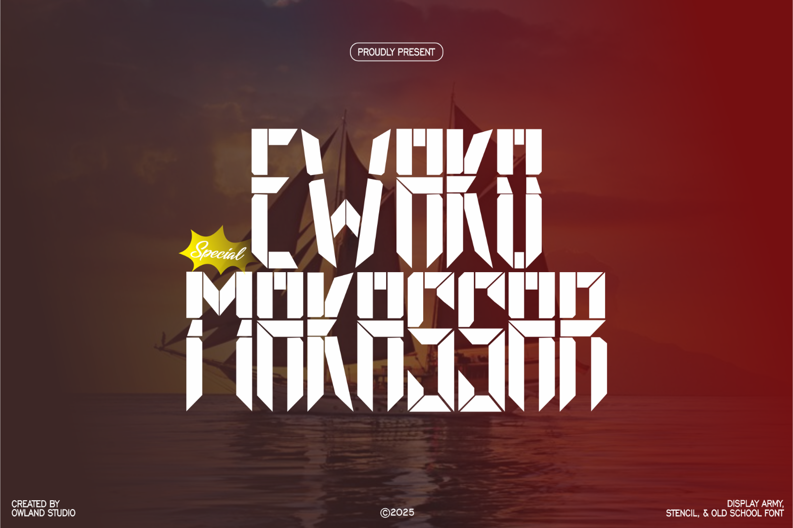 EWAKO MAKASSAR - ARMY, STENCIL, OLD SCHOOL FONT