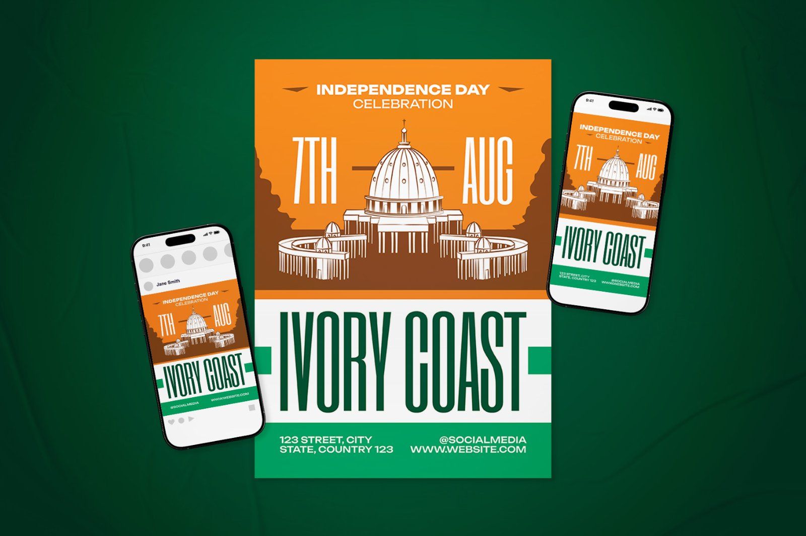 Ivory Coast Independence Day Celebration Flyer Set — image 2