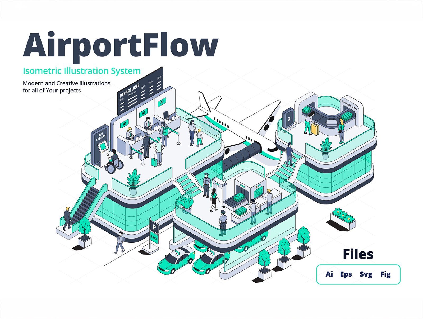 AirportFlow-Isometric Illustration System — image 1