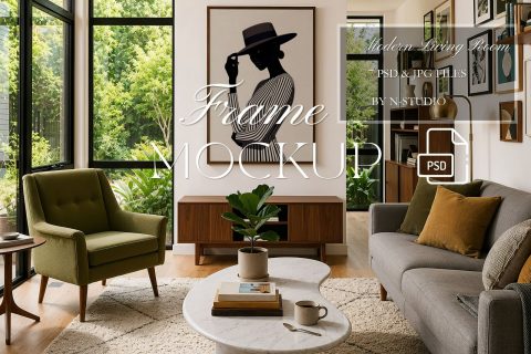 Modern Living Room Frame Mockup Bundle
