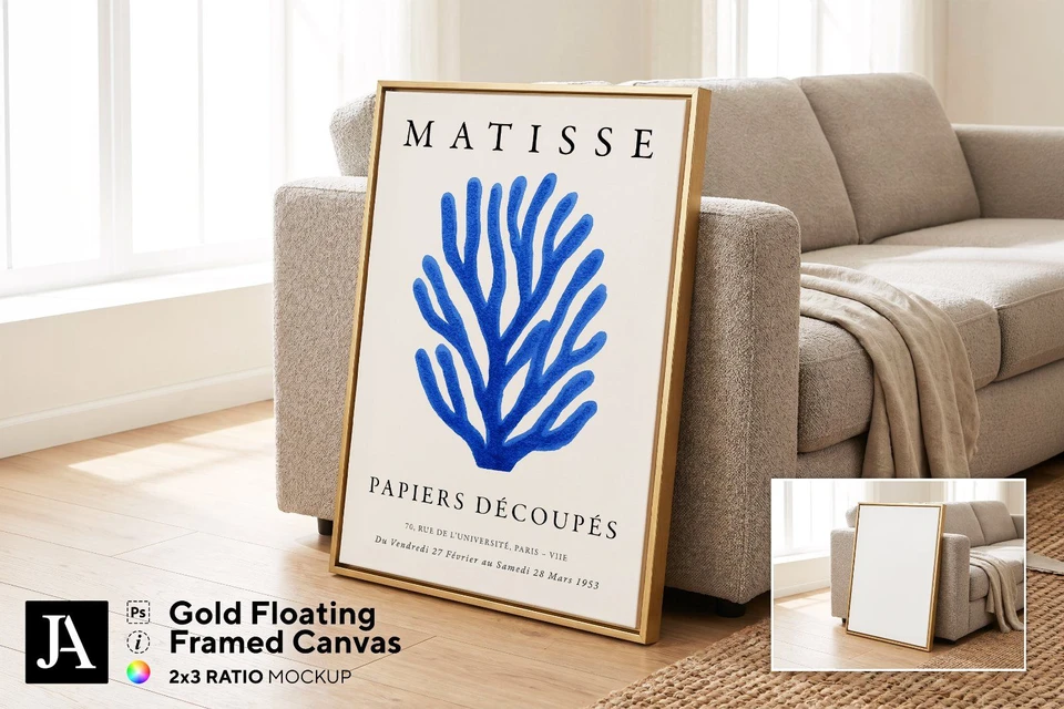 Gold Framed Canvas | 2x3 Ratio PSD