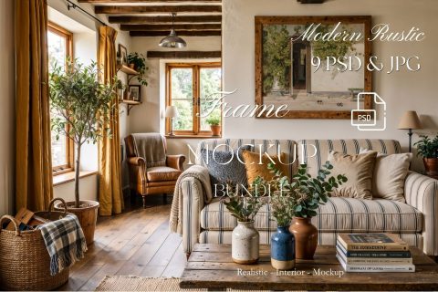 9 Modern Rustic Frame Mockups Bundle