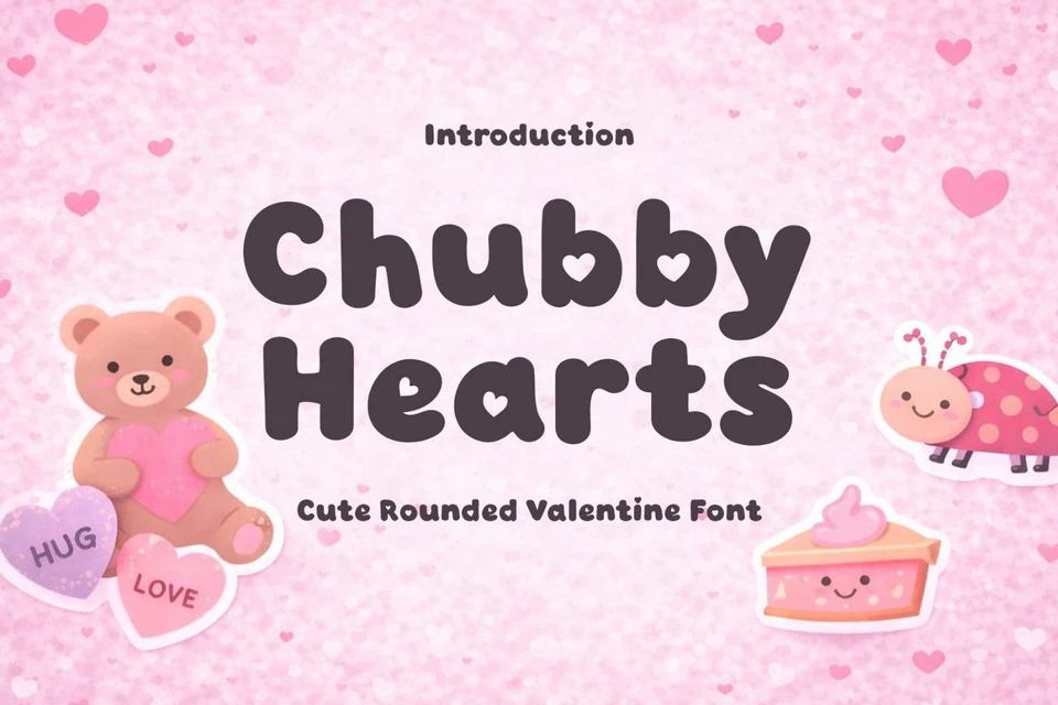 Valentine Font : Chubby Hearts - Cute Rounded Font For Branding