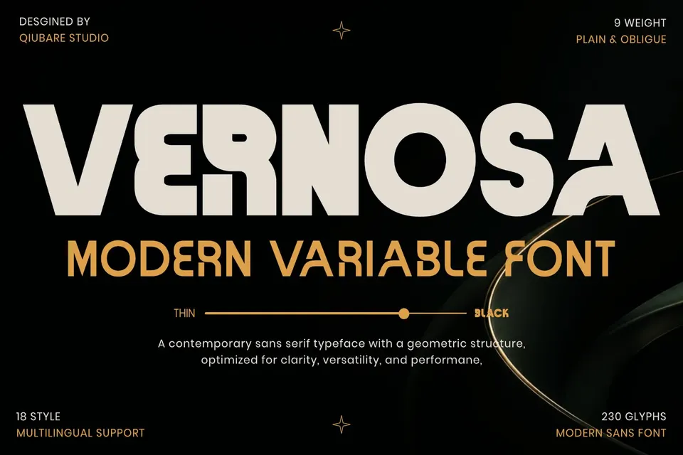 Vernosa - Contemporary Variable Sans Serif Font Family