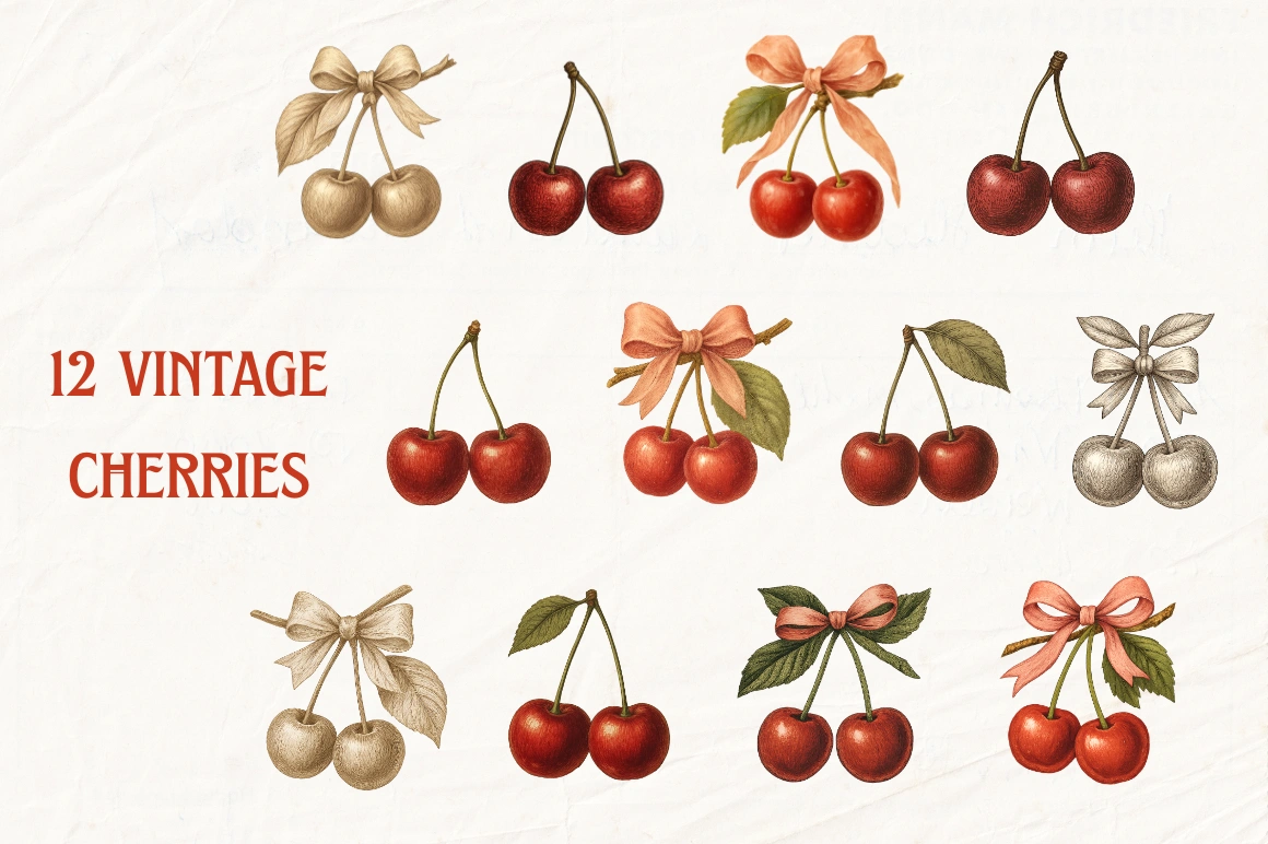 Cherries Vintage Illustration — image 2