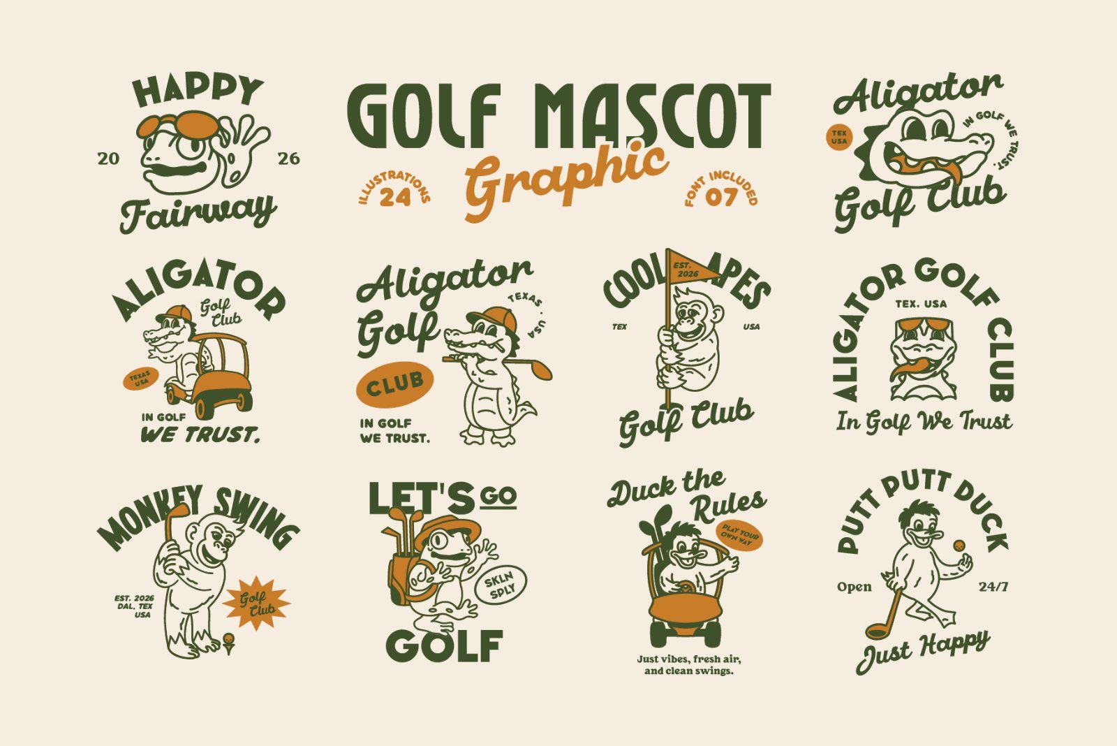 Golf Mascot Illustration Pack — image 1