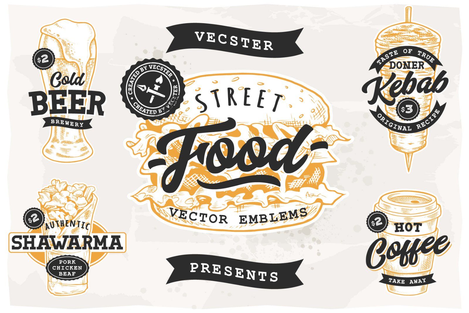 Street Food Retro Emblems