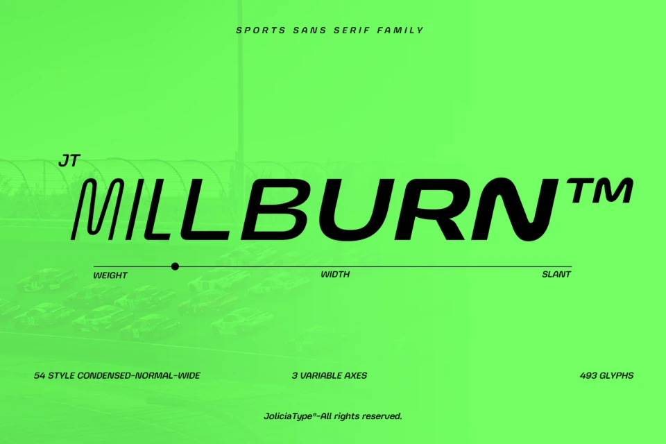 JT Millburn | Sport Racing Font