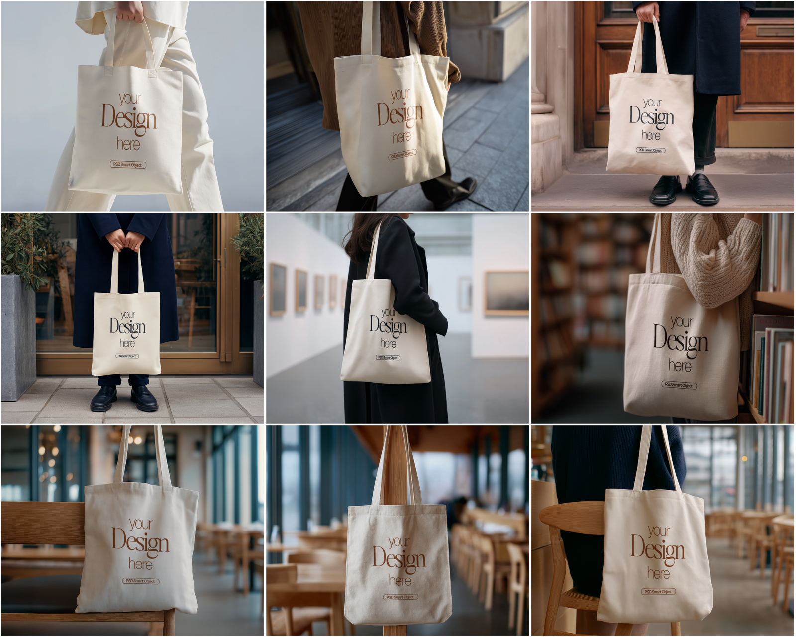 50 Fashion Tote Bag Mockups PSD Bundle with Smart Objects