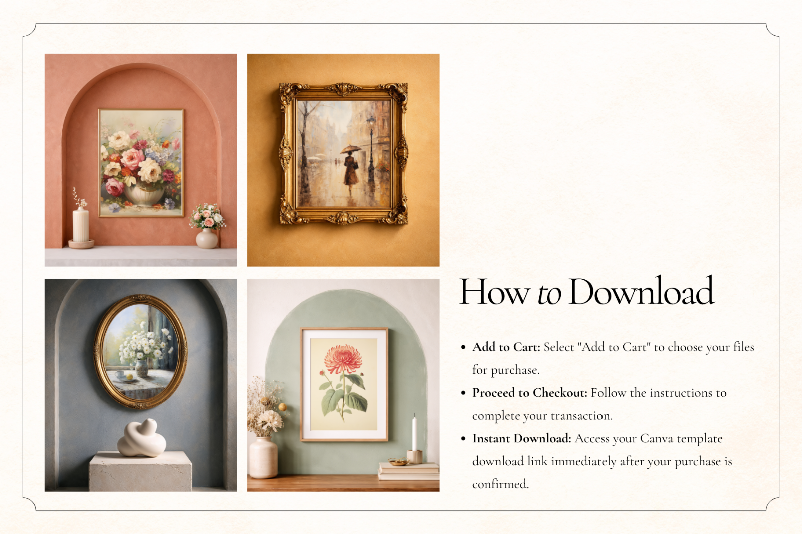 50 Vintage Frame Mockups for Canva