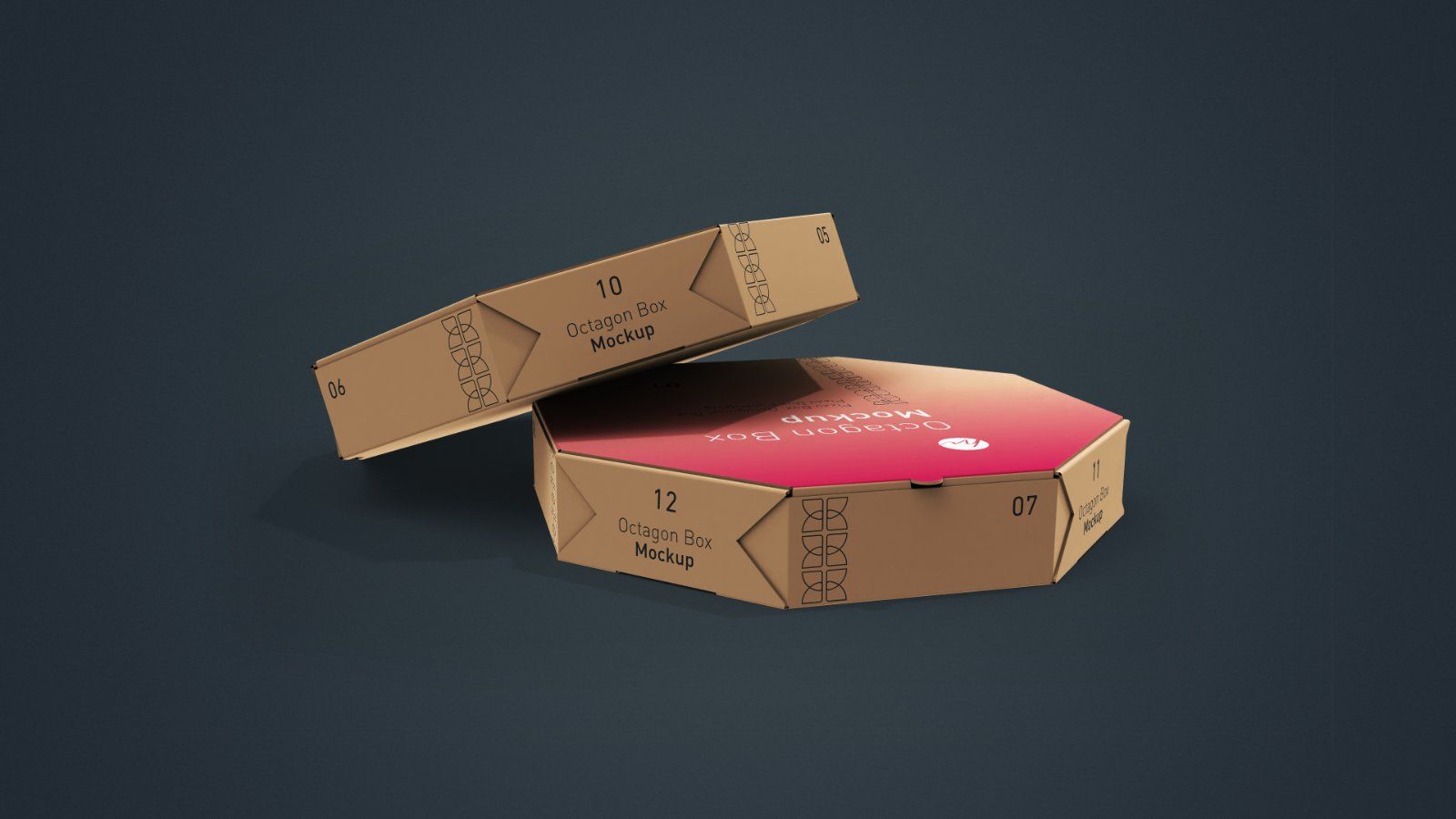 Octagonal Pizza Box Mockup - 5 PSD